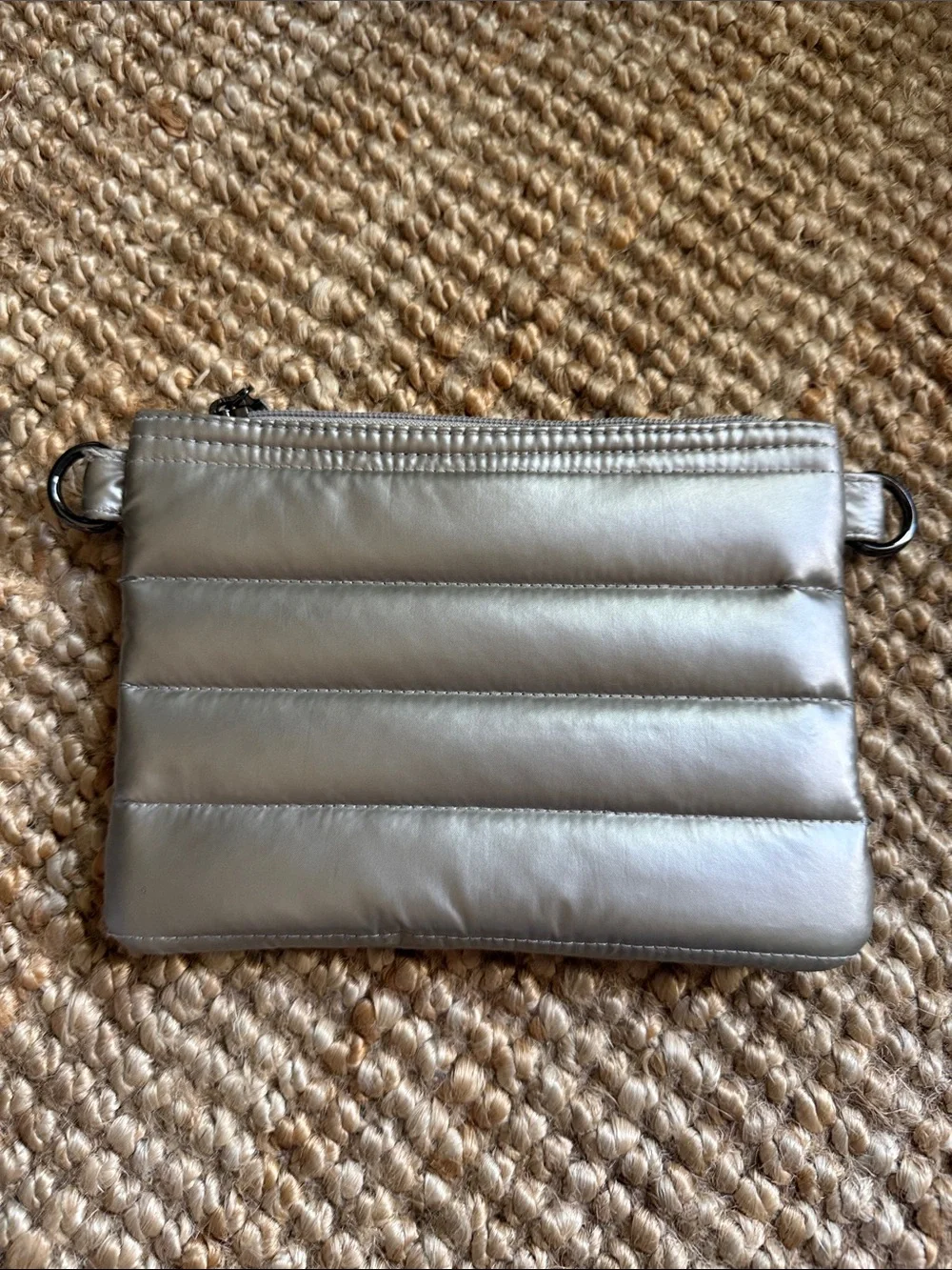 ⚜️ THINK ROLYN CROSSBODY BUM BAG W/ EXTRA POUCH METALLIC SILVER/ORANGE LINING ⚜️
